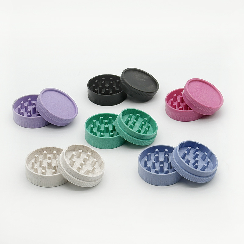 Manufacture Environmentally friendly and degradable 55mm Plastic 2Layers Custom Logo Weed Crusher Tobacco Herb Grinder Degradable plastic herb grinder