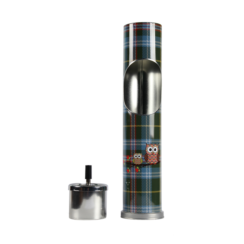 Factory Tinplate Printed Big Size Ashtrays Trash Cans, and Adjustable And Rotatable Ashtray