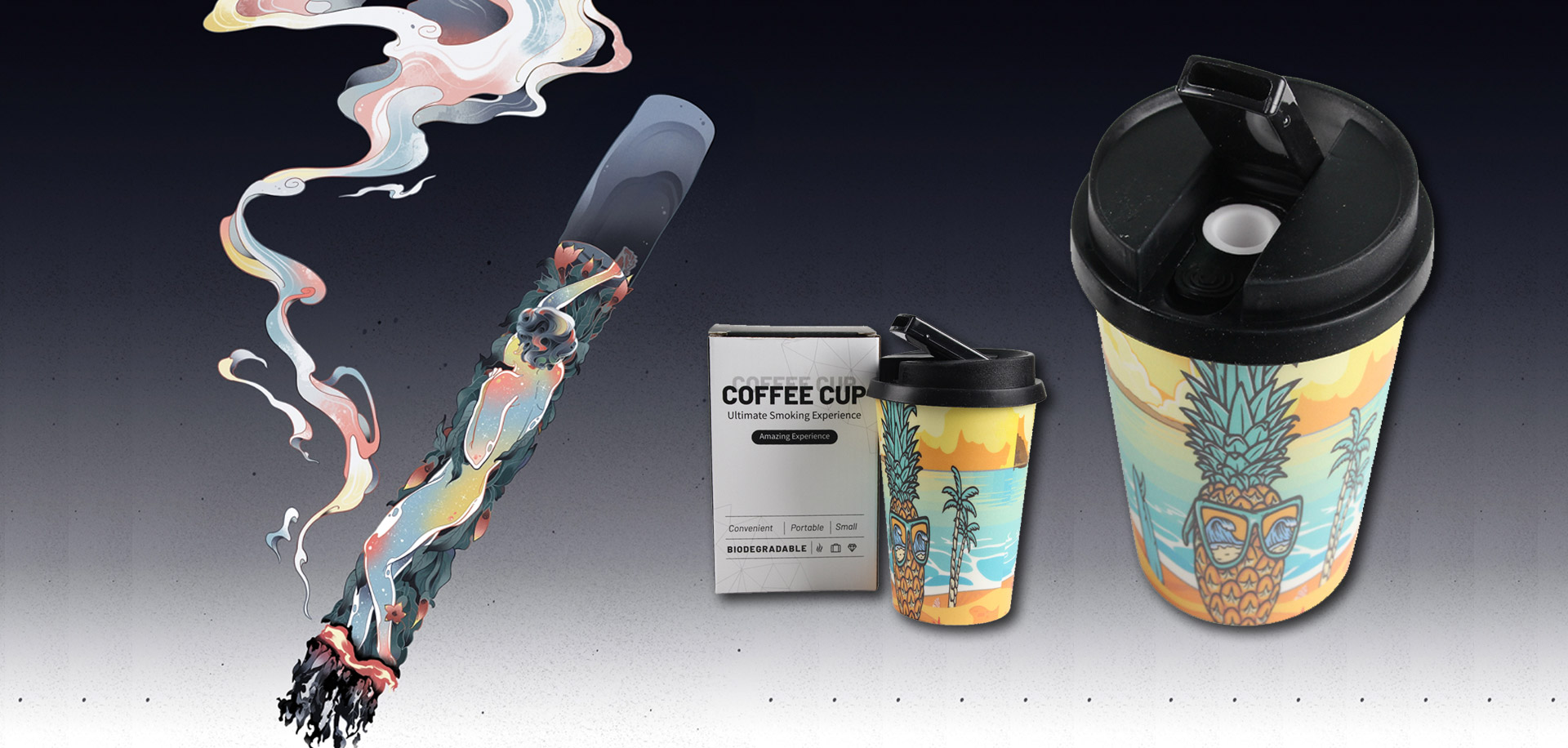 New Arrival Printing Patterns Degradable Plastics Coffee Cup Smoking Water Pipe Bong Smoking Accessories Patterned coffee cup hookah.8