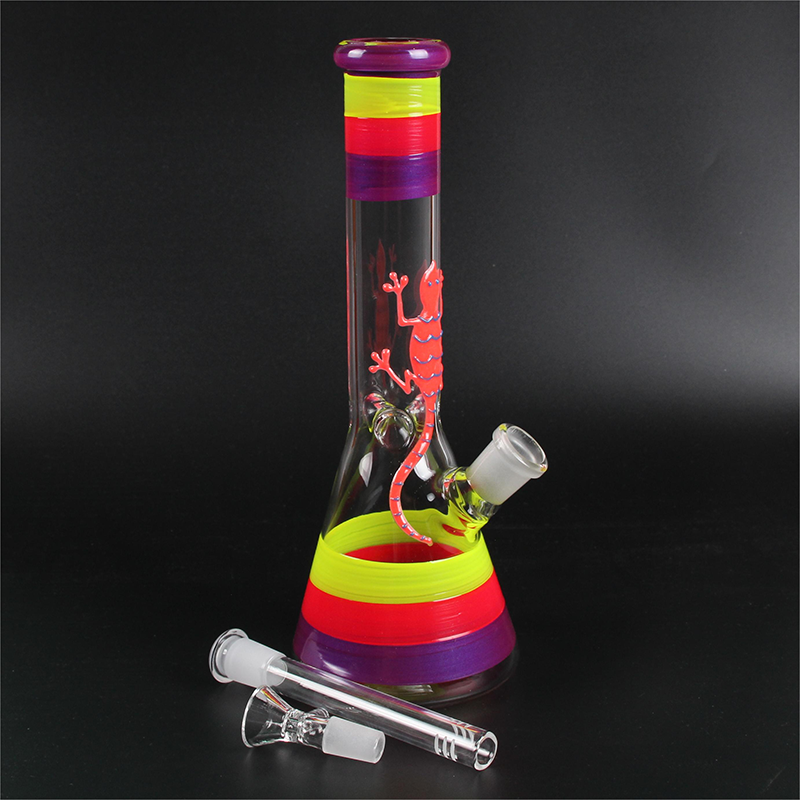 Glass bong 12inch Wholesale Factory Leaf Patterns Water Smoking Pipe