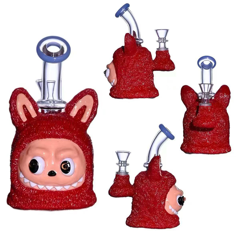 Labubu Glass bong 6.3inch Wholesale Factory Cute Colorful Glass Smoking Beaker