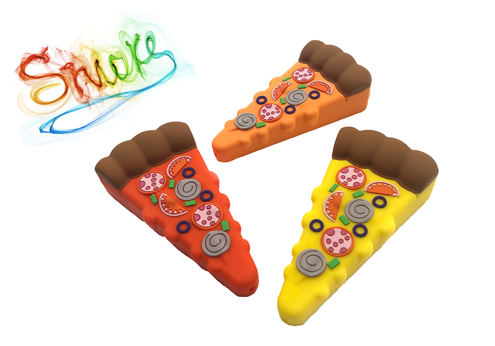 1010_706Silicone Smoking Pipe Tobacco Cartoon Pizza Weed Pipe New Smoking Accessories