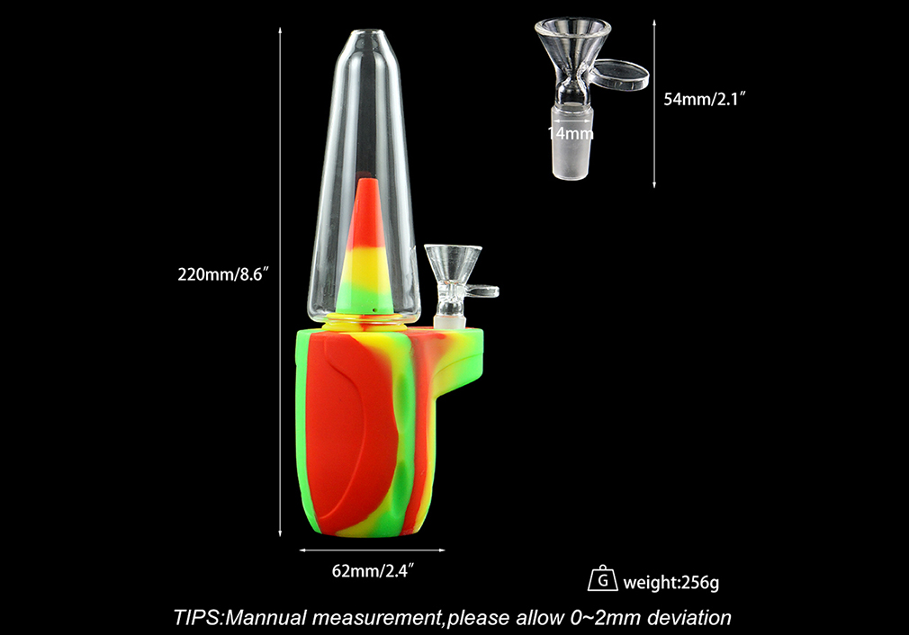 1010_706Silicone Smoking Bong Mix Color Glass Smoking Water Pipe Tobacco Smoking Accessories