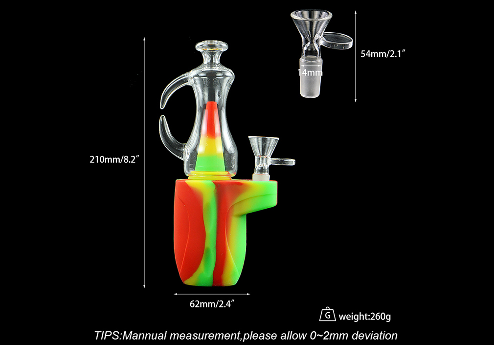 1010_706Silicone Smoking Bong Mix Color Glass Smoking Water Pipe Tobacco Smoking Accessories H179-1