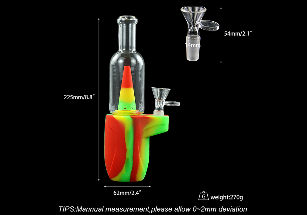 1010_706Silicone Smoking Bong Mix Color Glass Smoking Water Pipe Tobacco Smoking Accessories H179-2