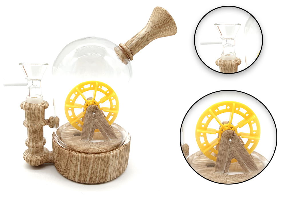 1010_706Silicone Smoking Bong Wood Color Glass Smoking Water Pipe Tobacco Smoking Accessories H194
