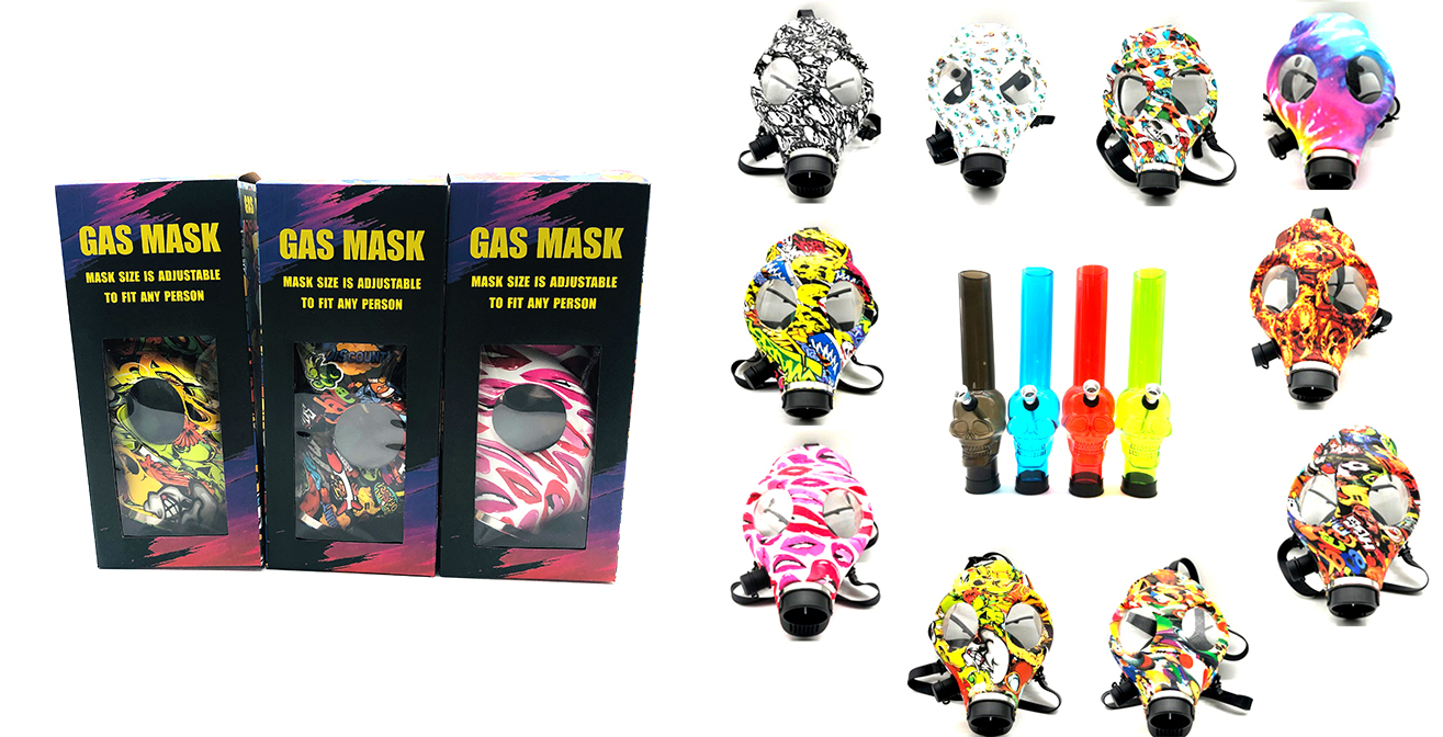 1315_672Silicone Mask Smoking Bong Tobacco Printing Designs Acrylic Mask Bong Smoking Accessories