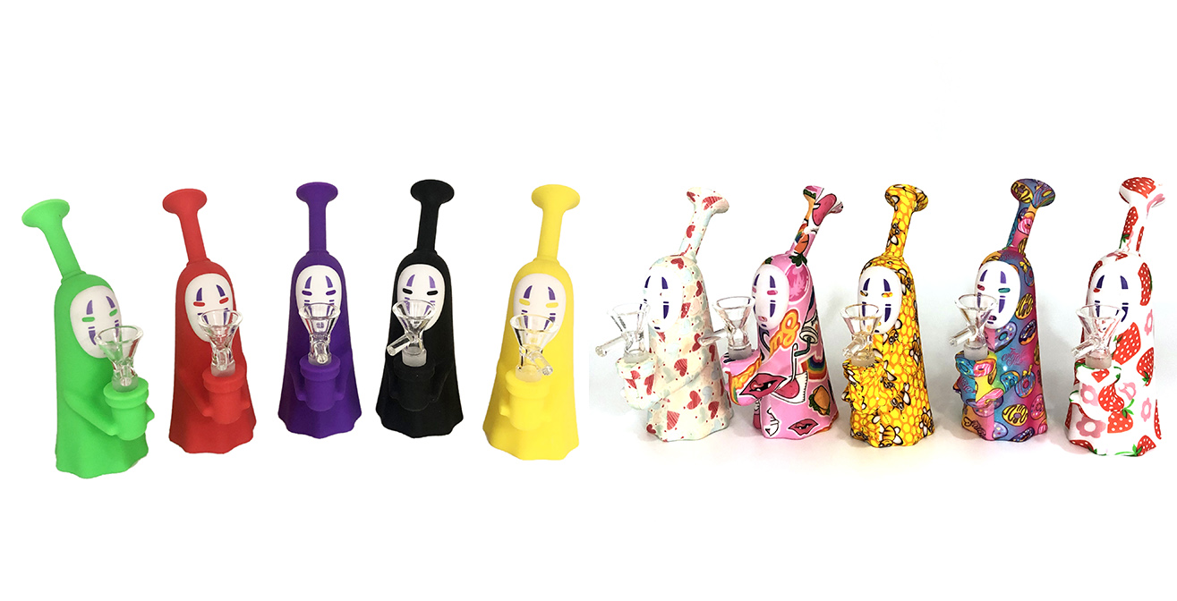 1315_672Silicone Smoking Pipe Glass Bowl No-Face Tobacco/Weed Bongs Smoking Accessories