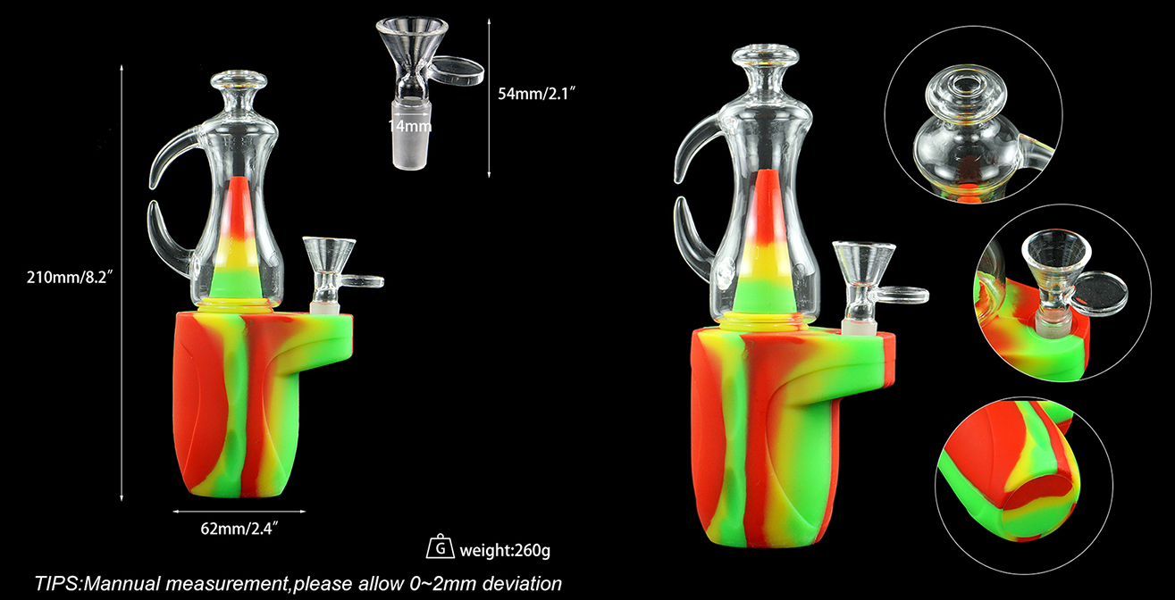 1315_672Silicone Smoking Bong Mix Color Glass Smoking Water Pipe Tobacco Smoking Accessories H179-1