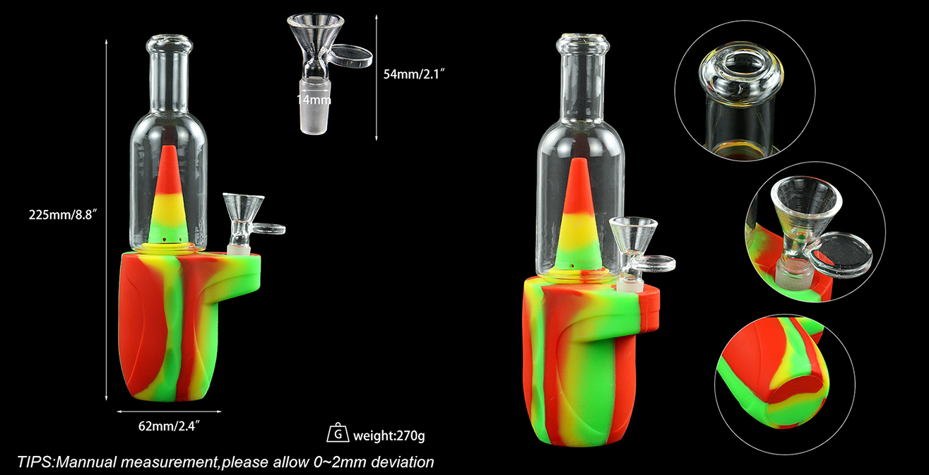 1315_672Silicone Smoking Bong Mix Color Glass Smoking Water Pipe Tobacco Smoking Accessories H179-2