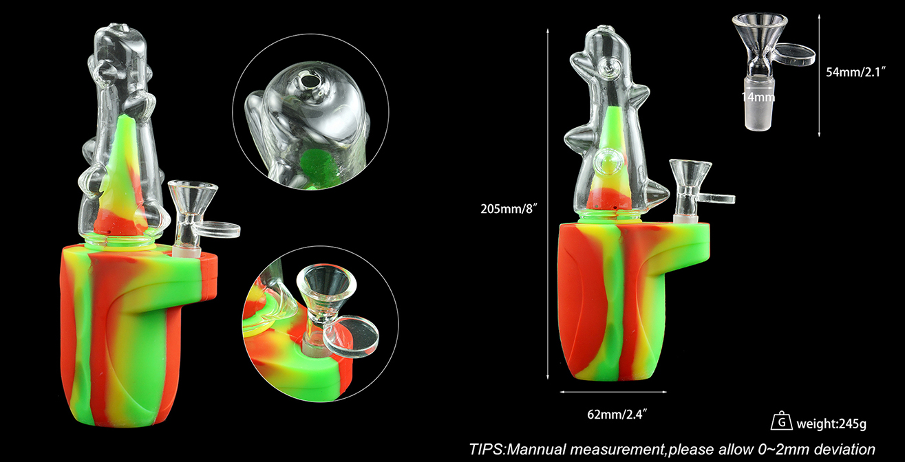 1315_672Silicone Smoking Bong Mix Color Glass Smoking Water Pipe Tobacco Smoking Accessories H179-3