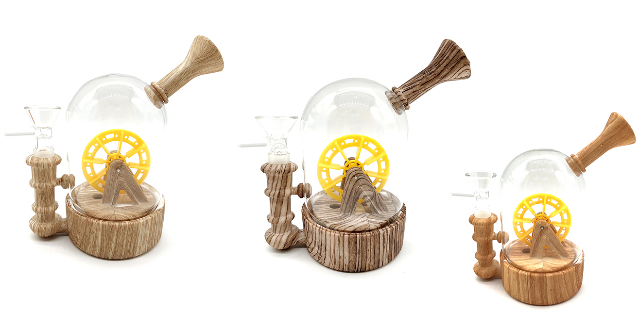 1315_672Silicone Smoking Bong Wood Color Glass Smoking Water Pipe Tobacco Smoking Accessories H194