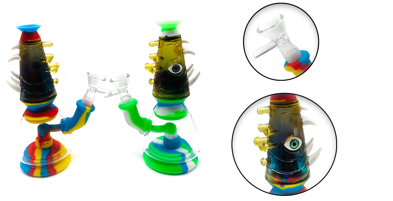1315_672Silicone Smoking Bong Mix Color Glass Smoking Water Pipe Tobacco Smoking Accessories HN02