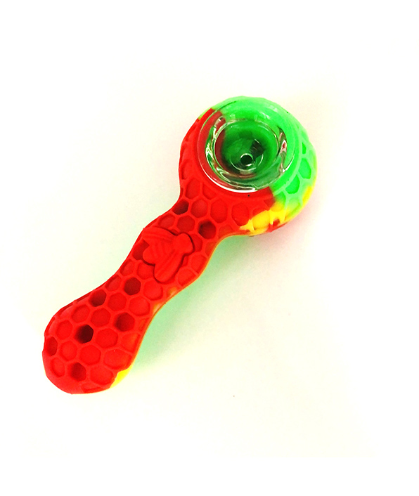 596_706Silicone Smoking Pipe Glass Bowl Bee Tobacco/Weed Pipe Smoking Accessories