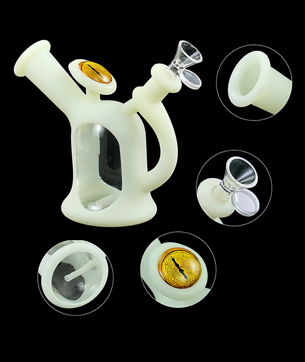 596_706Silicone Smoking Bong Glow In Dark Glass Smoking Water Pipe Tobacco Smoking Accessories