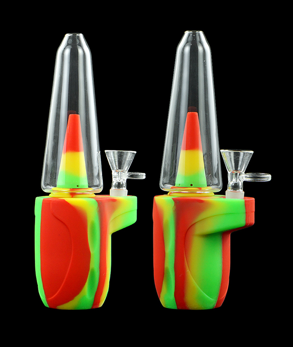 596_706Silicone Smoking Bong Mix Color Glass Smoking Water Pipe Tobacco Smoking Accessories
