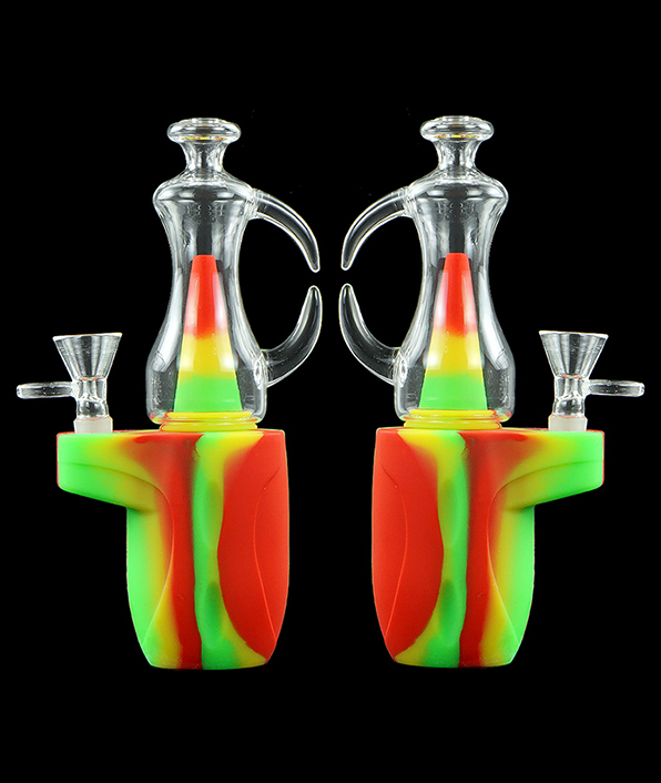 596_706Silicone Smoking Bong Mix Color Glass Smoking Water Pipe Tobacco Smoking Accessories H179-1