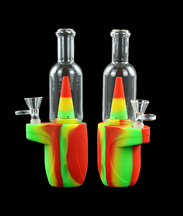 596_706Silicone Smoking Bong Mix Color Glass Smoking Water Pipe Tobacco Smoking Accessories H179-2