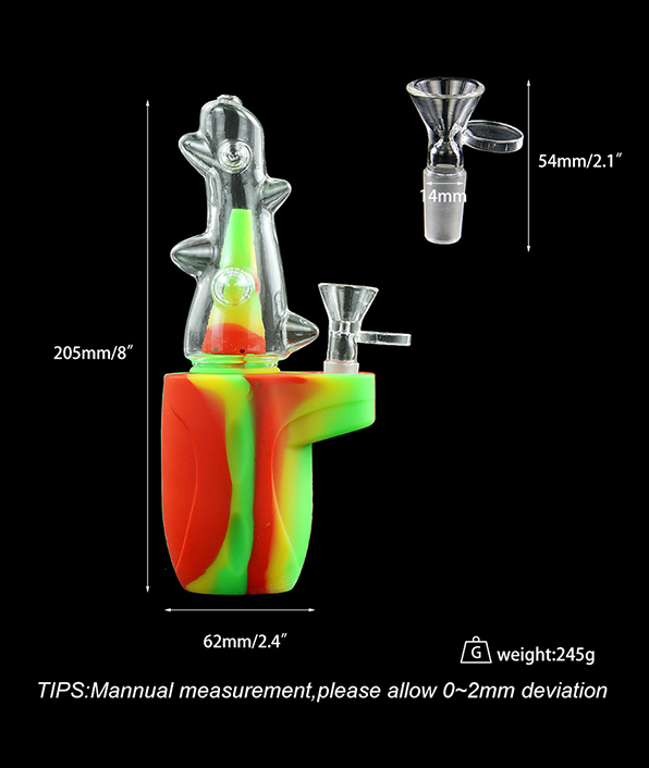 596_706Silicone Smoking Bong Mix Color Glass Smoking Water Pipe Tobacco Smoking Accessories H179-3