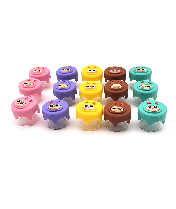 596_706Silicone&Glass Jar LABU Patterns Small CBD Tobacco/Weed Stash Cans Smoking Accessories