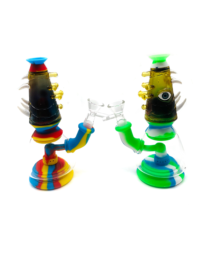 720_900 01Silicone Smoking Bong Mix Color Glass Smoking Water Pipe Tobacco Smoking Accessories HN02