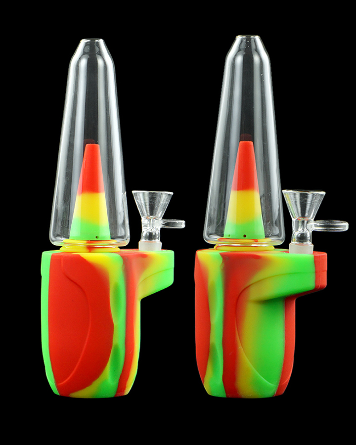 720_900 1Silicone Smoking Bong Mix Color Glass Smoking Water Pipe Tobacco Smoking Accessories