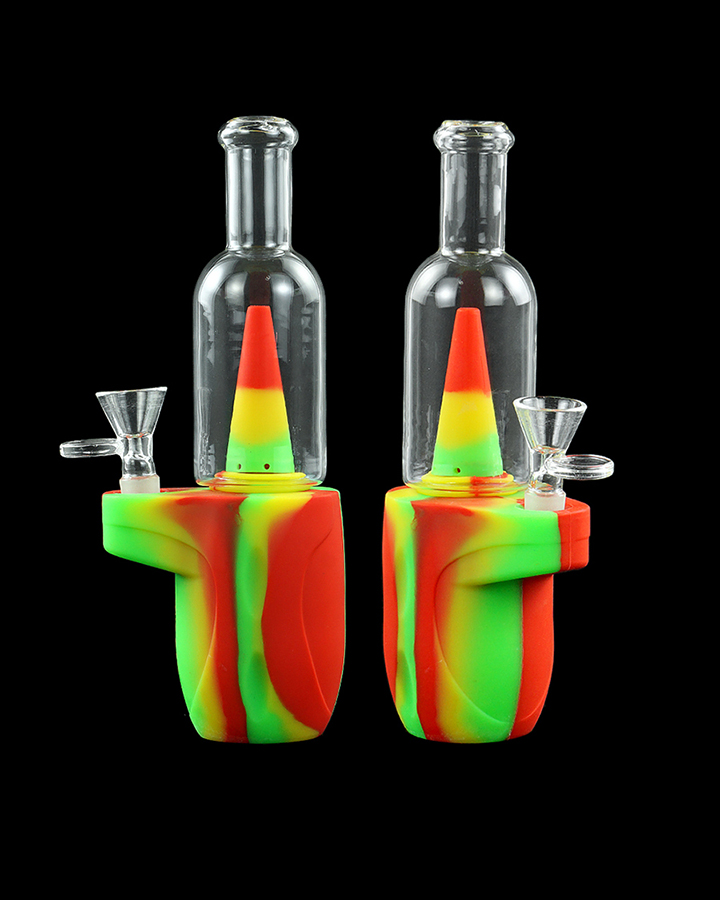 720_900 1Silicone Smoking Bong Mix Color Glass Smoking Water Pipe Tobacco Smoking Accessories H179-2