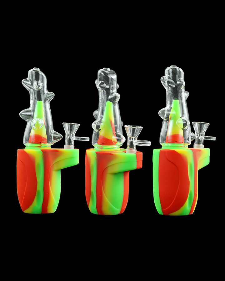720_900 1Silicone Smoking Bong Mix Color Glass Smoking Water Pipe Tobacco Smoking Accessories H179-3