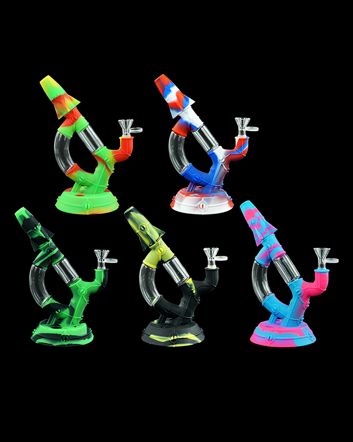 720_900 1Silicone Smoking Bong Mix Color Glass Smoking Water Pipe Tobacco Smoking Accessories H185