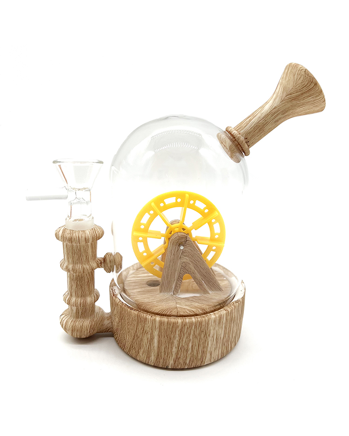 720_900 1Silicone Smoking Bong Wood Color Glass Smoking Water Pipe Tobacco Smoking Accessories H194