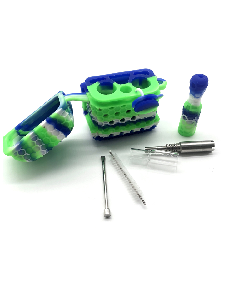 720_900 2Silicone&Metal Nectar Collector Bag Kits CBD Tobacco/Weed Smoking Accessories