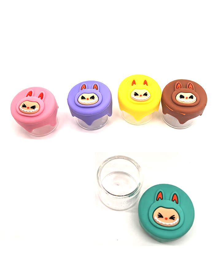 720_900 2Silicone&Glass Jar LABU Patterns Small CBD Tobacco/Weed Stash Cans Smoking Accessories