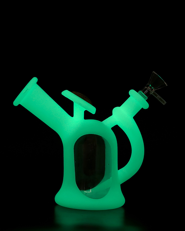 720_900 2Silicone Smoking Bong Glow In Dark Glass Smoking Water Pipe Tobacco Smoking Accessories
