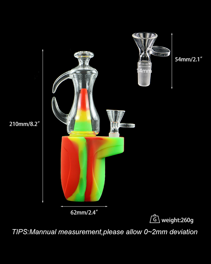 720_900 2Silicone Smoking Bong Mix Color Glass Smoking Water Pipe Tobacco Smoking Accessories H179-1