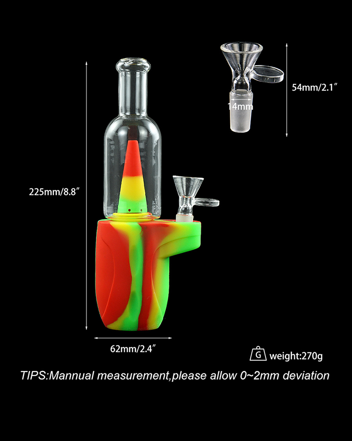 720_900 2Silicone Smoking Bong Mix Color Glass Smoking Water Pipe Tobacco Smoking Accessories H179-2