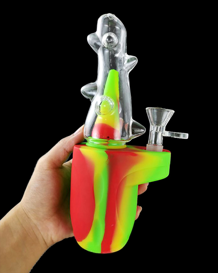 720_900 2Silicone Smoking Bong Mix Color Glass Smoking Water Pipe Tobacco Smoking Accessories H179-3