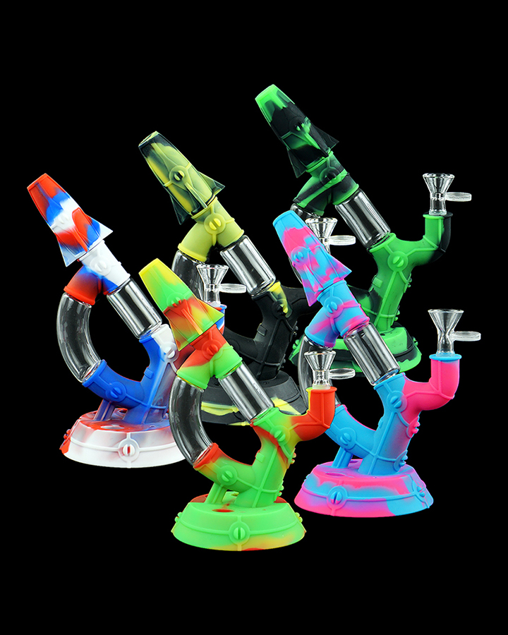 720_900 2Silicone Smoking Bong Mix Color Glass Smoking Water Pipe Tobacco Smoking Accessories H185