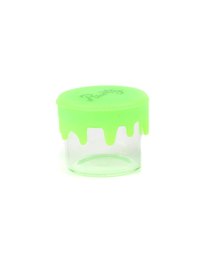 720_900 3Silicone&Glass Jar Small Size CBD Weed/Tobacco Glass Jar Mix Printing Smoking Accessories