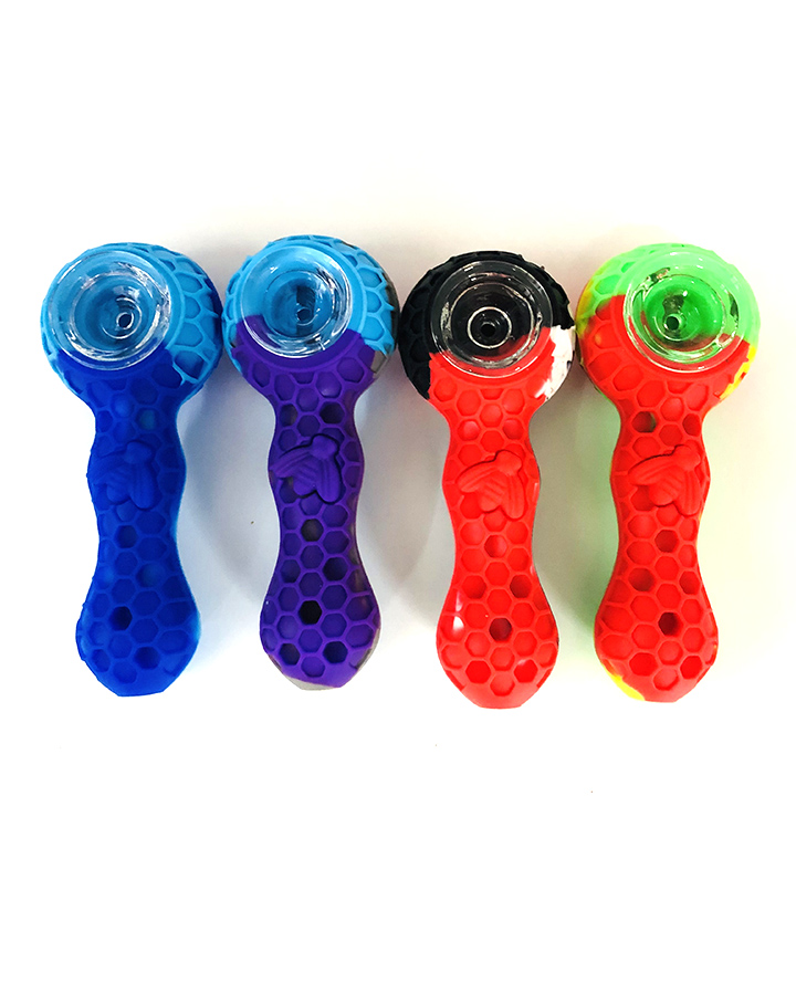 720_900 3Silicone Smoking Pipe Glass Bowl Bee Tobacco/Weed Pipe Smoking Accessories