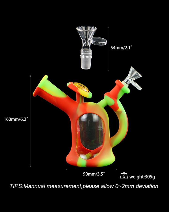 720_900 3Silicone Smoking Bong Rainbow Color Glass Smoking Water Pipe Tobacco Smoking Accessories