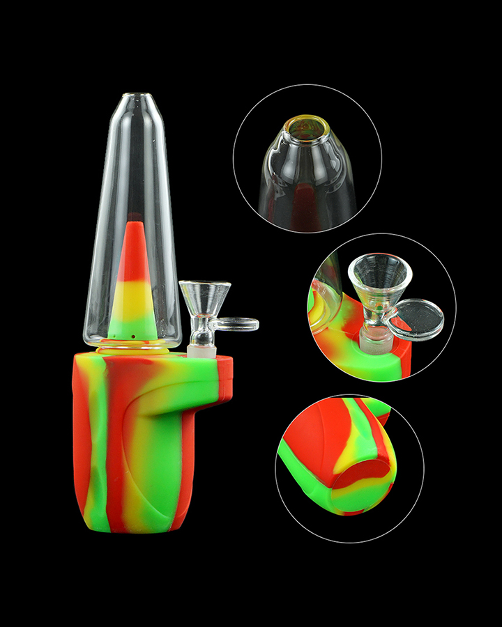 720_900 3Silicone Smoking Bong Mix Color Glass Smoking Water Pipe Tobacco Smoking Accessories