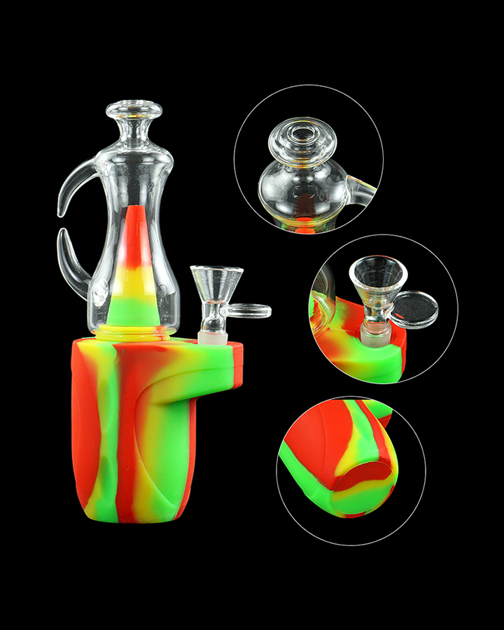 720_900 3Silicone Smoking Bong Mix Color Glass Smoking Water Pipe Tobacco Smoking Accessories H179-1
