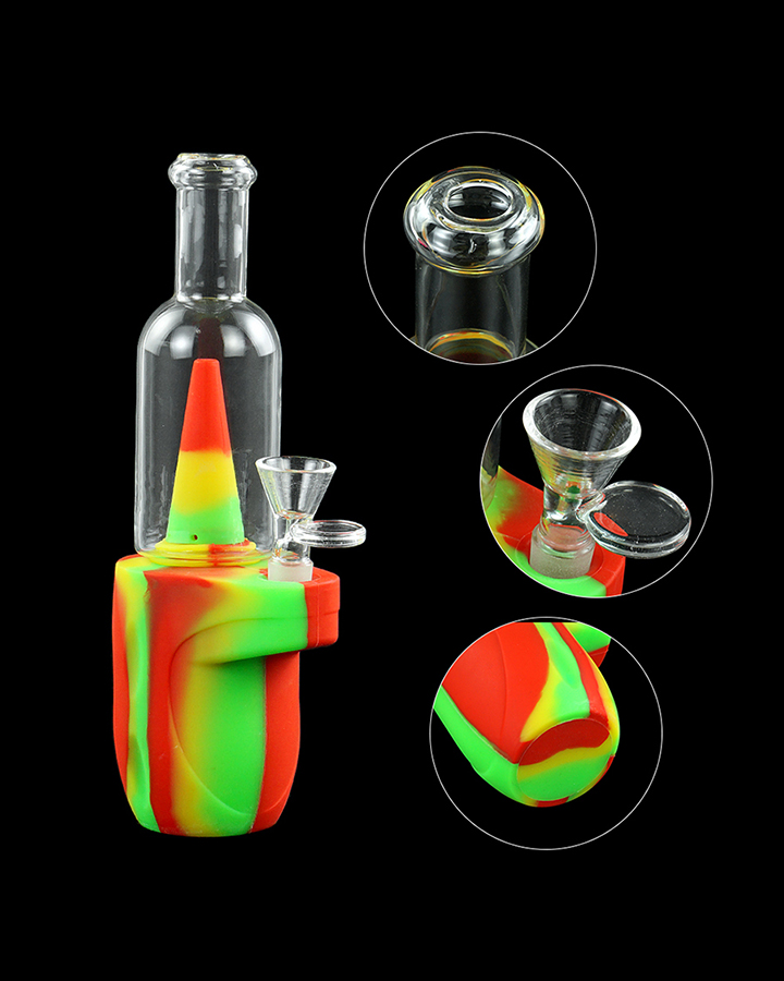 720_900 3Silicone Smoking Bong Mix Color Glass Smoking Water Pipe Tobacco Smoking Accessories H179-2
