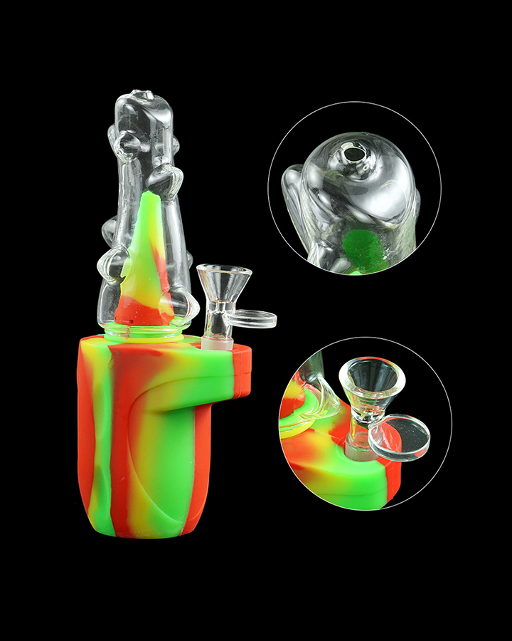 720_900 3Silicone Smoking Bong Mix Color Glass Smoking Water Pipe Tobacco Smoking Accessories H179-3