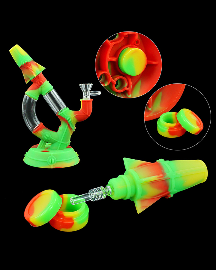 720_900 3Silicone Smoking Bong Mix Color Glass Smoking Water Pipe Tobacco Smoking Accessories H185