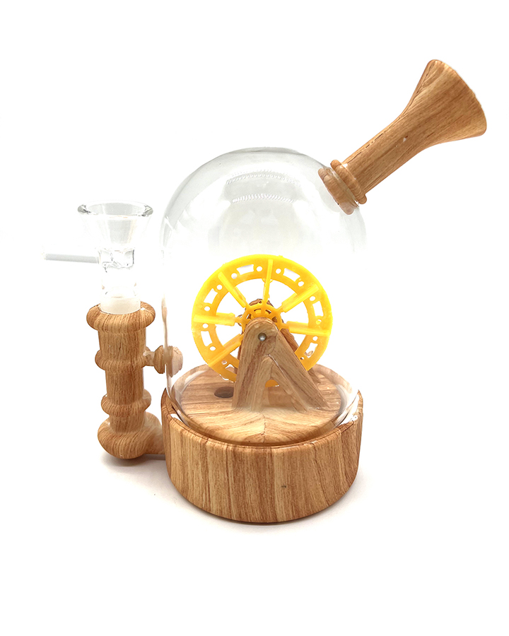 720_900 3Silicone Smoking Bong Wood Color Glass Smoking Water Pipe Tobacco Smoking Accessories H194