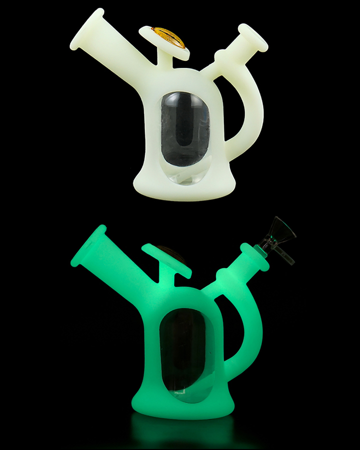 720_900 4Silicone Smoking Bong Glow In Dark Glass Smoking Water Pipe Tobacco Smoking Accessories