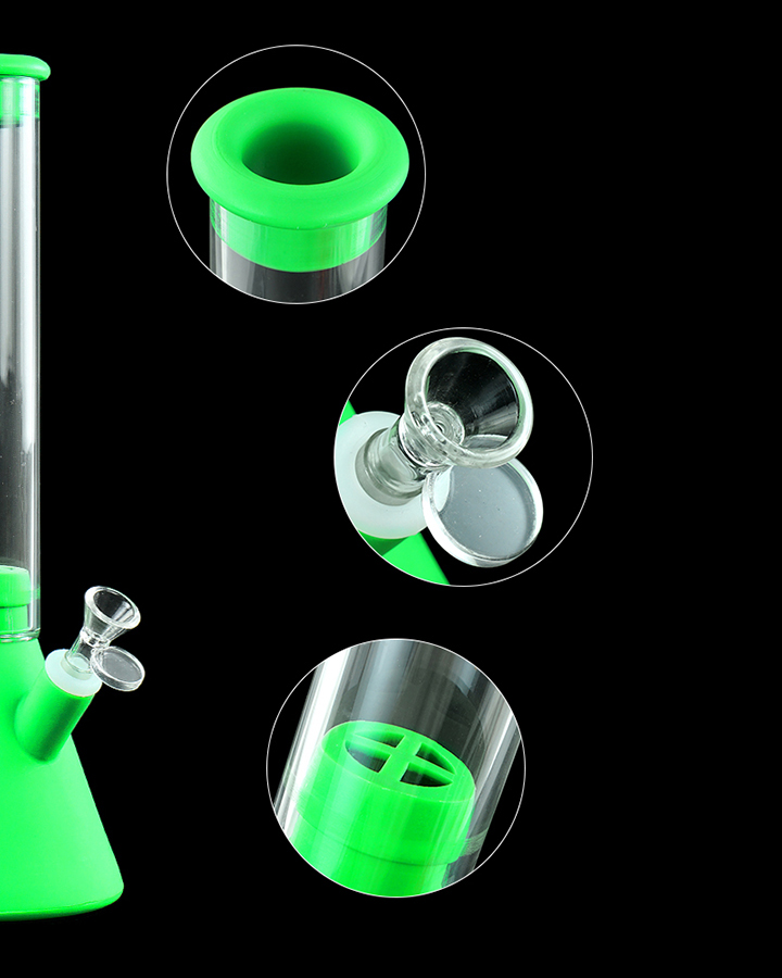 720_900 4Silicone Smoking Bong Green Color Glass Smoking Water Pipe Tobacco Smoking Accessories H182