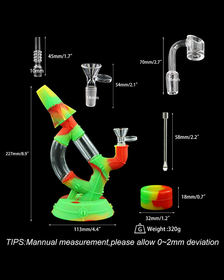 720_900 4Silicone Smoking Bong Mix Color Glass Smoking Water Pipe Tobacco Smoking Accessories H185