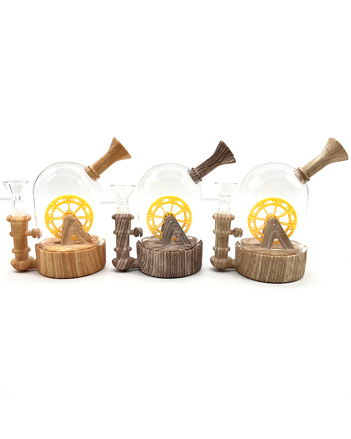 720_900 4Silicone Smoking Bong Wood Color Glass Smoking Water Pipe Tobacco Smoking Accessories H194